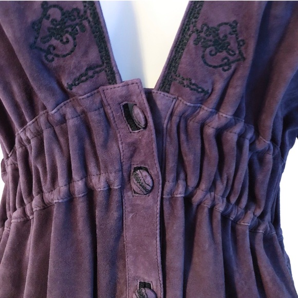 YSL Rive Gauche Suede Embroidered Dress - Picture 4 of 8